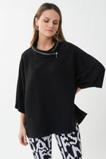 Joseph Ribkoff Hooded Top with Zipper Detail - 213621
