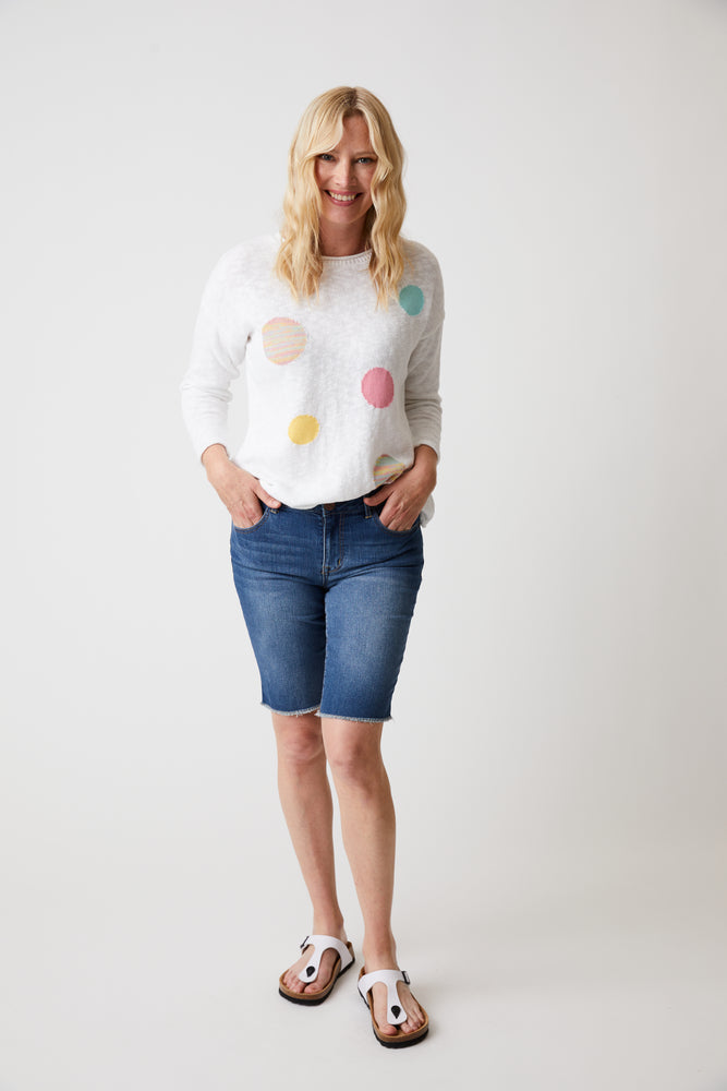 Cotton Country by Parkhurst Dot Sweater 87118