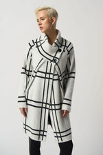 Joseph Ribkoff Checkered Coat- Black/Vanilla 233958