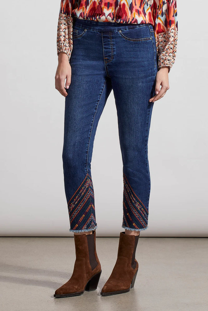 Tribal Audrey Pull-On Ankle Jean- Blue Jay 7886O-4880