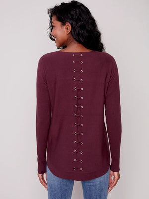 Charlie B Sweater with Back Detail - C2170 Port