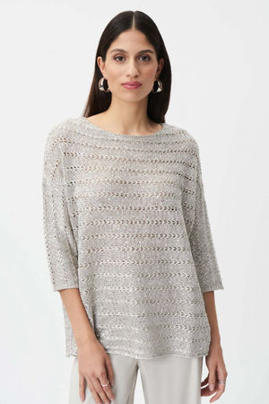 Joseph Ribkoff Poncho-Style Sequined Sweater- Moonstone 232920