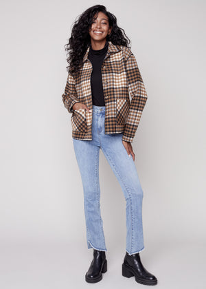 
            
                Load image into Gallery viewer, Charlie B Reversible Plaid Jacket - Truffle C6185
            
        