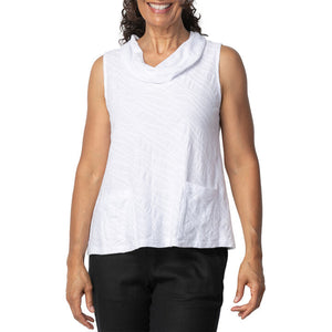 
            
                Load image into Gallery viewer, Habitat Sleeveless Swing Cowlneck Tank- White 16344
            
        