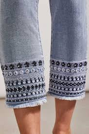 
            
                Load image into Gallery viewer, Tribal Audrey Pull-On Cropped Jean with Embellishment 77920-2020
            
        