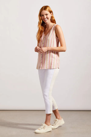 
            
                Load image into Gallery viewer, Tribal Linen Blend Striped Button-Down Cami 77190-4400
            
        