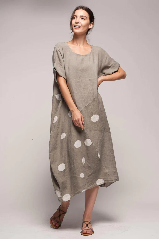 Linen Luv Maxi Dress with Dots- TP857