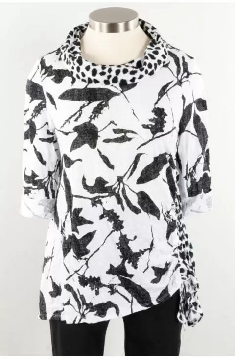
            
                Load image into Gallery viewer, Liv by Habitat Floral Dot Cowl Tunic- Blk/White 294342
            
        