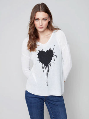 
            
                Load image into Gallery viewer, Charlie B Leaking Heart Sweater C2513S
            
        
