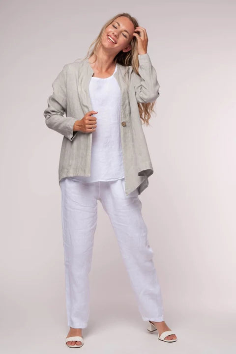 
            
                Load image into Gallery viewer, Linen Luv Slim Leg Pant- Bianco PT709
            
        