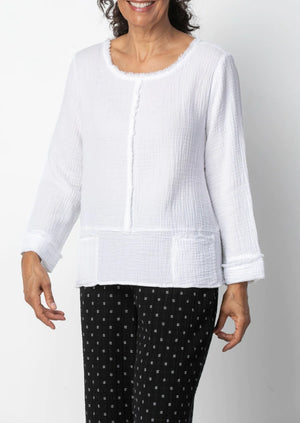 
            
                Load image into Gallery viewer, Habitat Gauze Pocket Pullover- White 75710
            
        