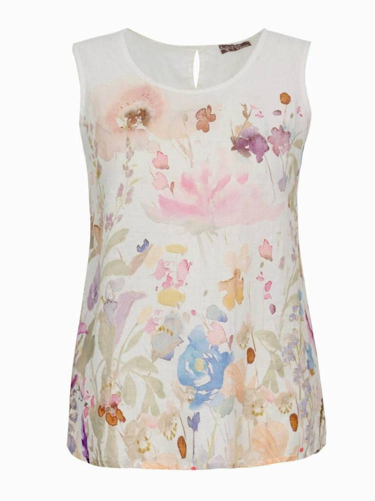 
            
                Load image into Gallery viewer, Dolcezza Floral Linen Tank 23630
            
        
