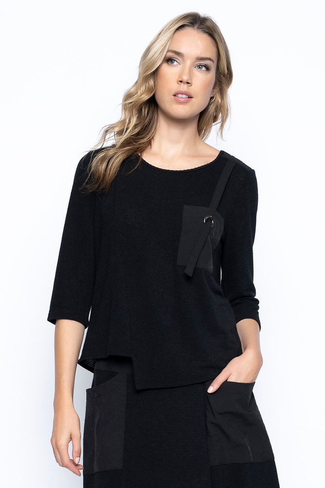 
            
                Load image into Gallery viewer, Picadilly 3/4 Sleeve Detailed Pocket Top EF252
            
        